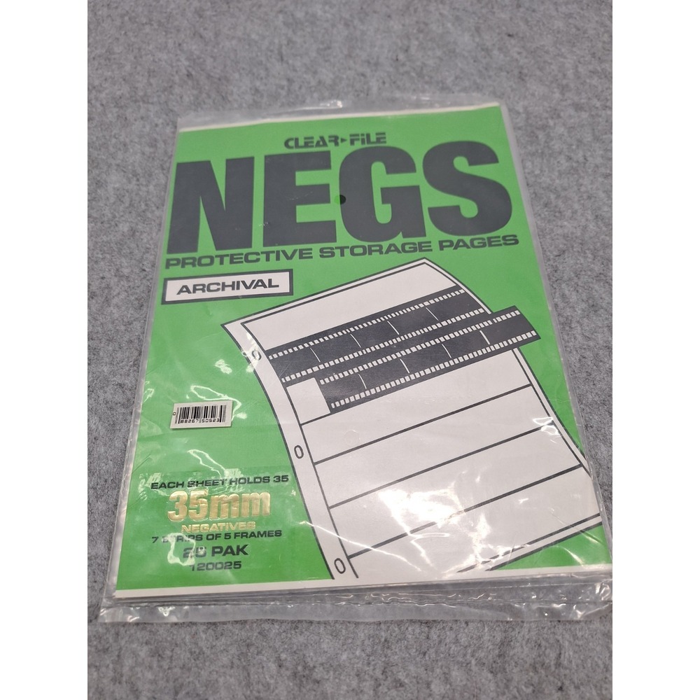 Clear File  NEGS Archival 35mm Negatives 19 Pages Of Protective Storage Pages